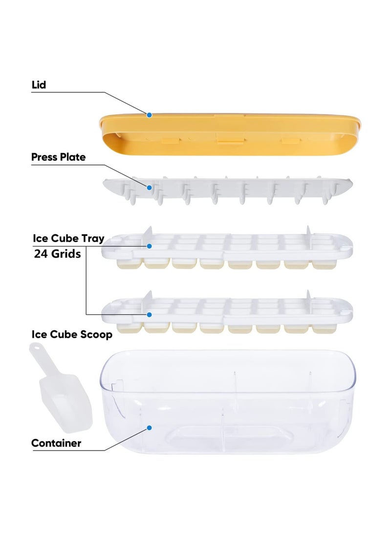 Cuken - Ice Cube Trays with Lid and Storage Bin for Freezer, 2 Packs Ice Maker with Silicone Bottom, Easy to Press Out Ice, Ice Bucket for Fridge, Comes with Ice Container, Scoop and Cover - Image 1