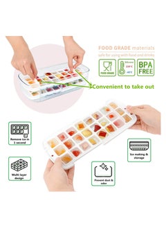 Cuken Ice Cube Trays with Lid and Storage Bin for Freezer, 2 Packs Ice Maker with Silicone Bottom, Easy to Press Out Ice, Ice Bucket for Fridge, Comes with Ice Container, Scoop and Cover  - Image 4