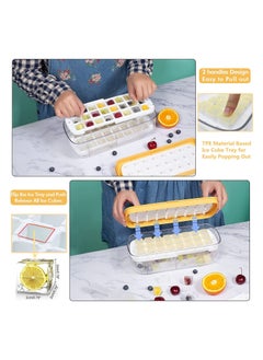 Cuken Ice Cube Trays with Lid and Storage Bin for Freezer, 2 Packs Ice Maker with Silicone Bottom, Easy to Press Out Ice, Ice Bucket for Fridge, Comes with Ice Container, Scoop and Cover  - Image 5
