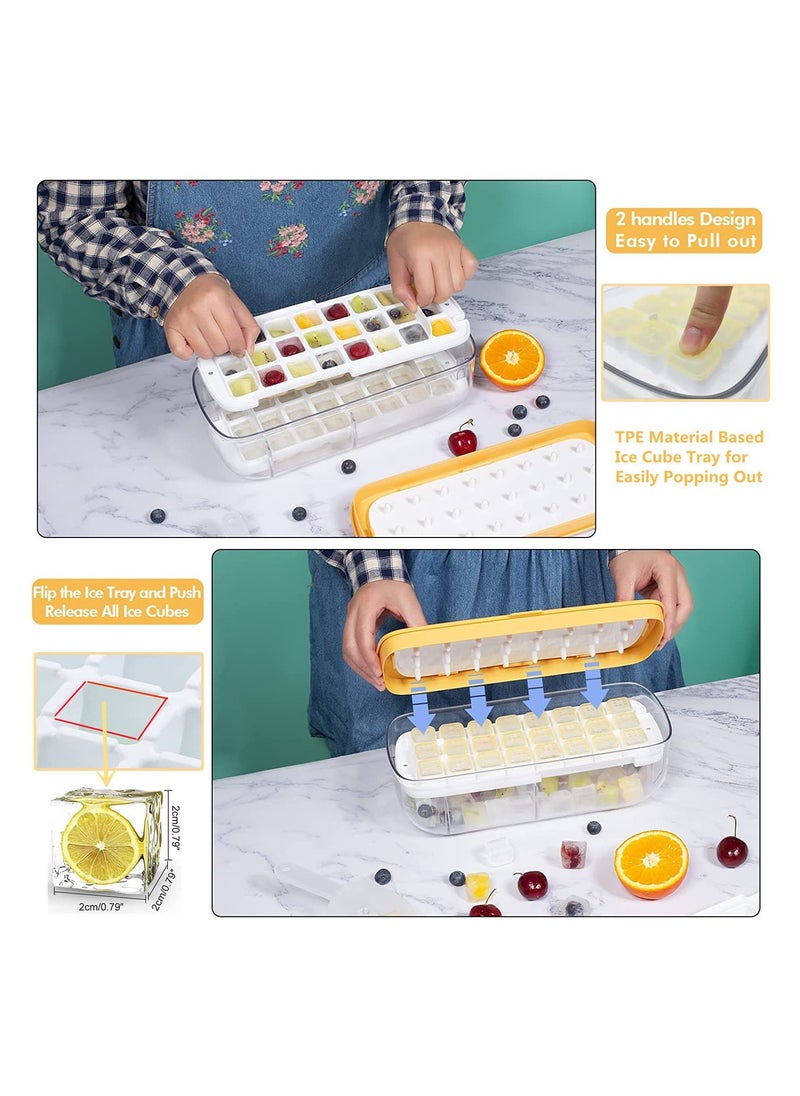 Cuken - Ice Cube Trays with Lid and Storage Bin for Freezer, 2 Packs Ice Maker with Silicone Bottom, Easy to Press Out Ice, Ice Bucket for Fridge, Comes with Ice Container, Scoop and Cover - Image 1