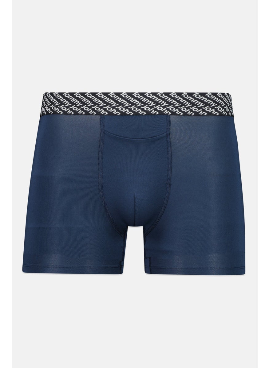 Tommy John - Men 2 Pieces 8 Inseam Brand Logo Boxer Briefs, Navy - Image 1