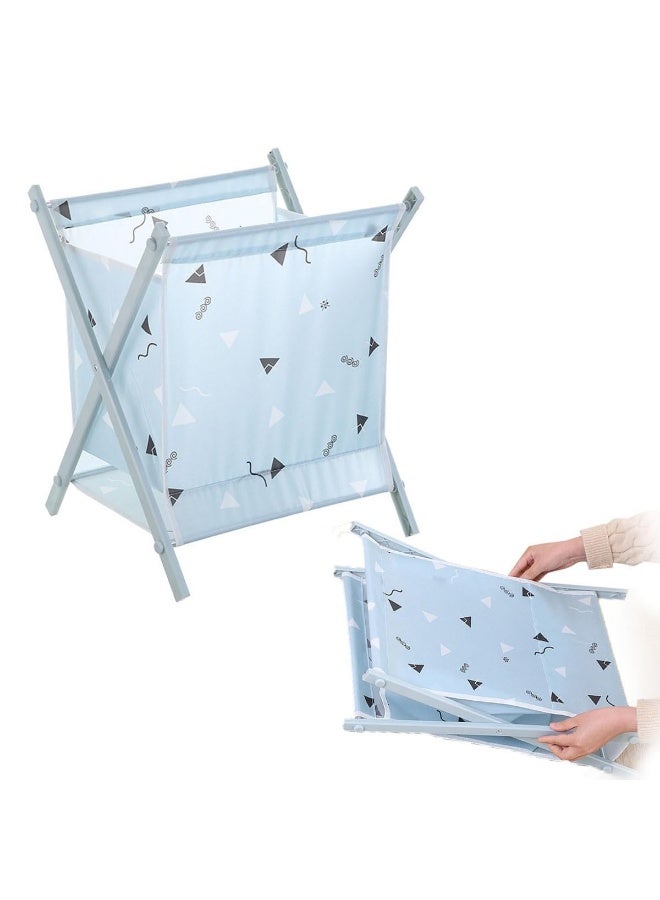 سلة غسيل كبيرة قابلة للطي بتصميم مثلث أزرق - سلة غسيل منزلية مقاومة للماء للحمام والمنزل - Image 2