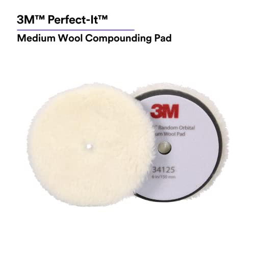 3M PerfectIt Random Orbital Medium Wool Compounding Pad 6150 mm White 34125 Orbital Pads for Automotive Compounding and Polishing - Image 3
