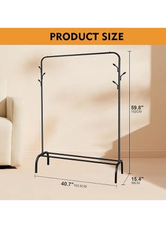 SKY-TOUCH Clothes and Shoe Rack With Tree Shaped Holding Hooks Black 110x40x152cm  - Image 4