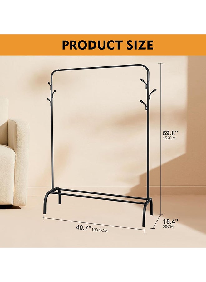 SKY-TOUCH - Clothes and Shoe Rack With Tree Shaped Holding Hooks Black 110x40x152cm - Image 1