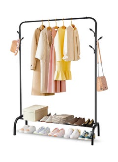 SKY-TOUCH Clothes and Shoe Rack With Tree Shaped Holding Hooks Black 110x40x152cm  - Image 1