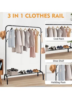 SKY-TOUCH Clothes and Shoe Rack With Tree Shaped Holding Hooks Black 110x40x152cm  - Image 2