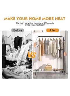 SKY-TOUCH Clothes and Shoe Rack With Tree Shaped Holding Hooks Black 110x40x152cm  - Image 3