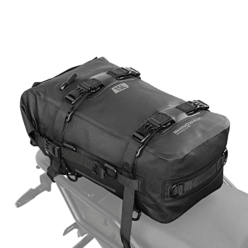 Rhinowalk Motorcycle Tail Bag Travel Luggage Bags Waterproof Rear Carrier Motorcycle Rear Seat Bag Backpack Rear Rack Trunk  Black 15L