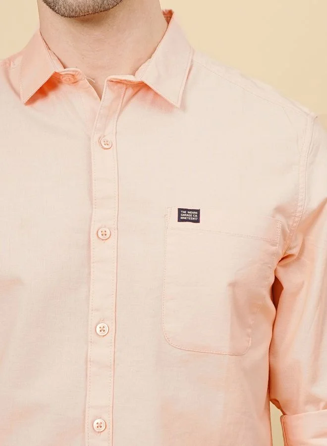 The Indian Garage Co Men Regular Fit Solid Full Sleeves Spread Collar Casual Shirt