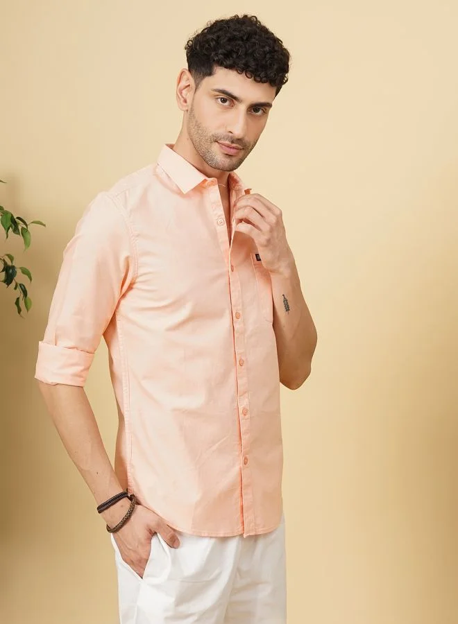 The Indian Garage Co Men Regular Fit Solid Full Sleeves Spread Collar Casual Shirt