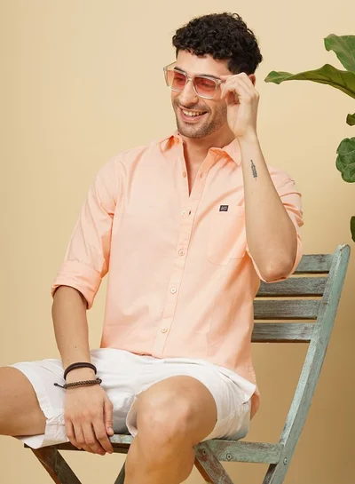 The Indian Garage Co Men Regular Fit Solid Full Sleeves Spread Collar Casual Shirt