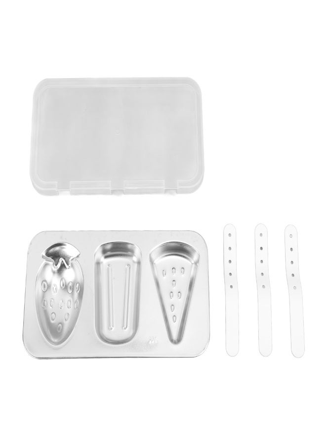 Ice Cream Molds Silver with Lid Ice Pop Molds Stainless Steel 3 Cavity with Stick Reusable Versatile Ice Pop Maker for Kitchen - Image 1