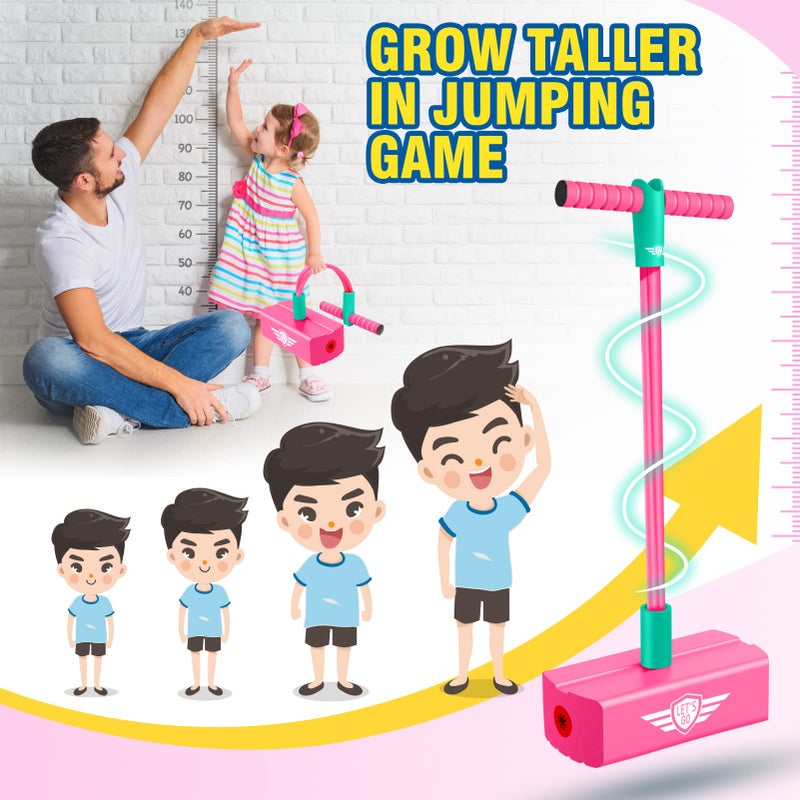 CUUGO LET'S GO! CG Pogo Stick Toys for 3-12 Year Old Girls, Foam Pogo Jumper Toys for Age 3-12 Years Old Kids Pogo Stick Autism Toys Outdoor Toys Party Birthday Stocking Stuffers Fun Toys, Rose Red - Image 2