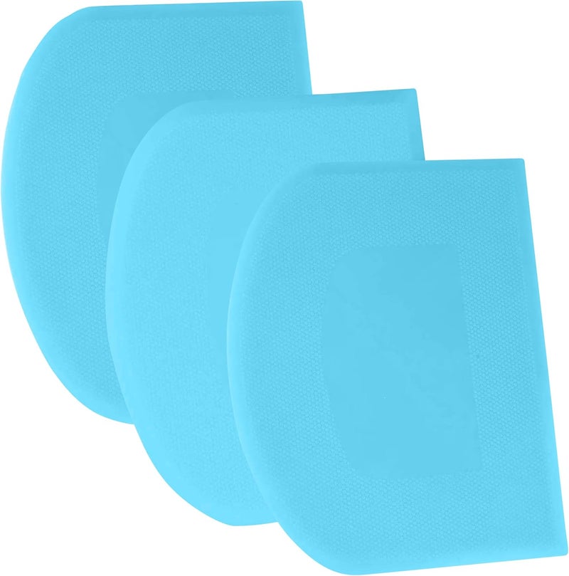 SURDOCA Dough Scraper Bench Scraper - 3P 5.9x4.3" Plastic Flexible Bowl Scraper, Sharp Edge & Angles Cake Scraper. Non-Slip Bakeware Decorating Tools Sculpting & Modeling Tools - Pure Blue - Image 1