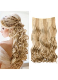 REECHO 16" 1-Pack 3/4 Full Head Curly Wavy Clips in on Synthetic Hair Extensions HE008 Hairpieces for Women 5 Clips 3.9 Oz per Piece - Medium Blonde with Highlights  - Image 1