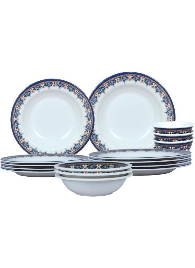 Melrich - Melrich Melamine 12 Pcs Dinner Set, Dishwasher Safe, 3 Dinner Plate, 3 Soup Plate, 3 Salad Bowl, 3 Rice Bowl, Strong and Durable, Long lasting (Mejastic Indigo) - Image 1