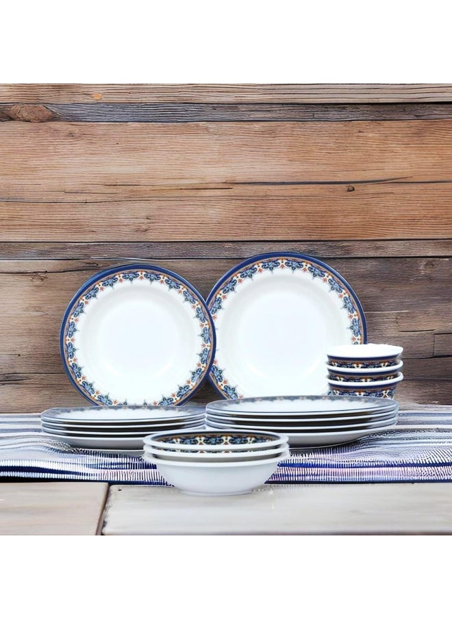 Melrich - Melrich Melamine 12 Pcs Dinner Set, Dishwasher Safe, 3 Dinner Plate, 3 Soup Plate, 3 Salad Bowl, 3 Rice Bowl, Strong and Durable, Long lasting (Mejastic Indigo) - Image 1