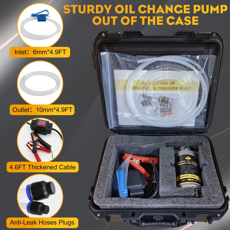 FACFUEL Engine Oil Pump, 12V 100W Electric Oil Extractor Pump Kit, Portable Gear Oil Pump with Pipes, Fluid Suction Transfer Pump for Boats, Cars, RVs, Trucks, Motorcycles, Lawnmowers - Image 2