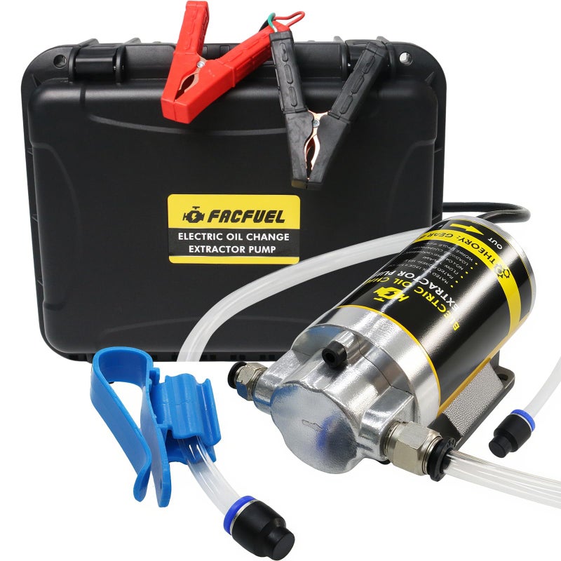 FACFUEL Engine Oil Pump, 12V 100W Electric Oil Extractor Pump Kit, Portable Gear Oil Pump with Pipes, Fluid Suction Transfer Pump for Boats, Cars, RVs, Trucks, Motorcycles, Lawnmowers - Image 1
