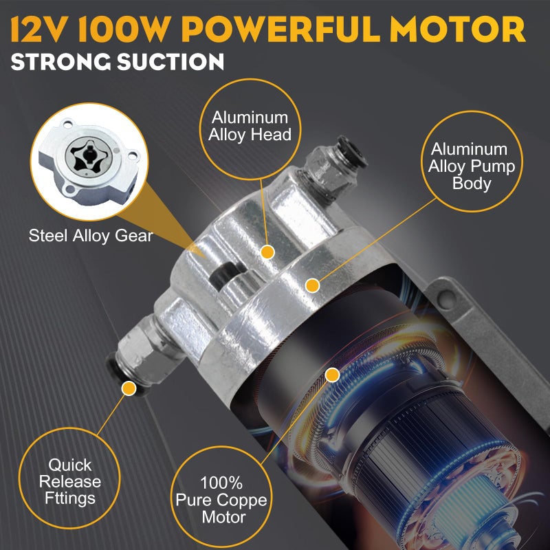 FACFUEL Engine Oil Pump, 12V 100W Electric Oil Extractor Pump Kit, Portable Gear Oil Pump with Pipes, Fluid Suction Transfer Pump for Boats, Cars, RVs, Trucks, Motorcycles, Lawnmowers - Image 3