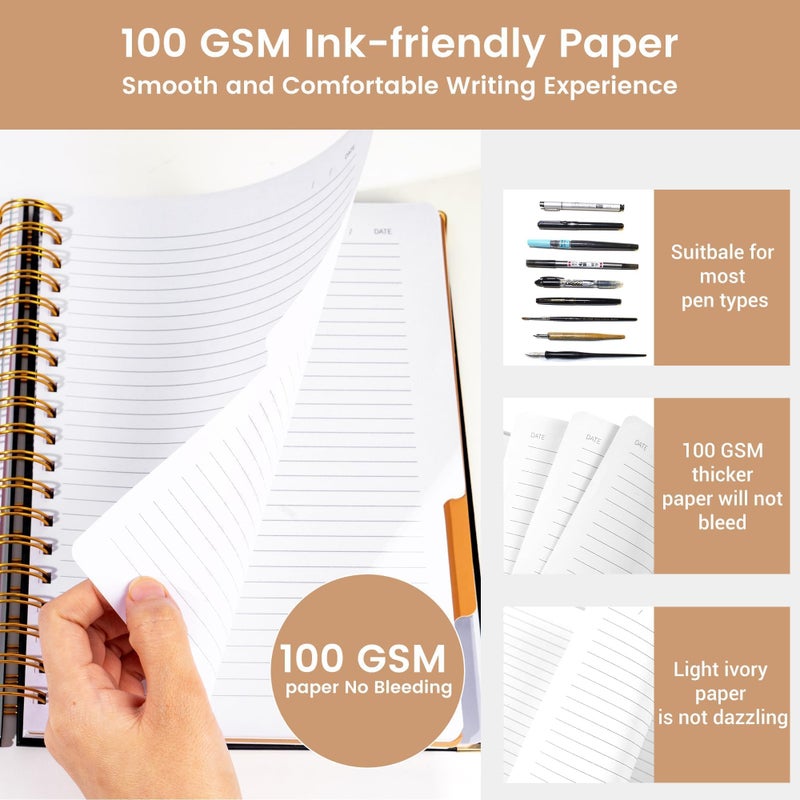 Yoment Hardcover Spiral Notebooks For Work School  B5 Journal Notebook With Tabs Dividers  Multi 5 Subject Notebook College Ruled  240 Pages Lined Journal For Men  Back To School  Gifts  Black - Image 5