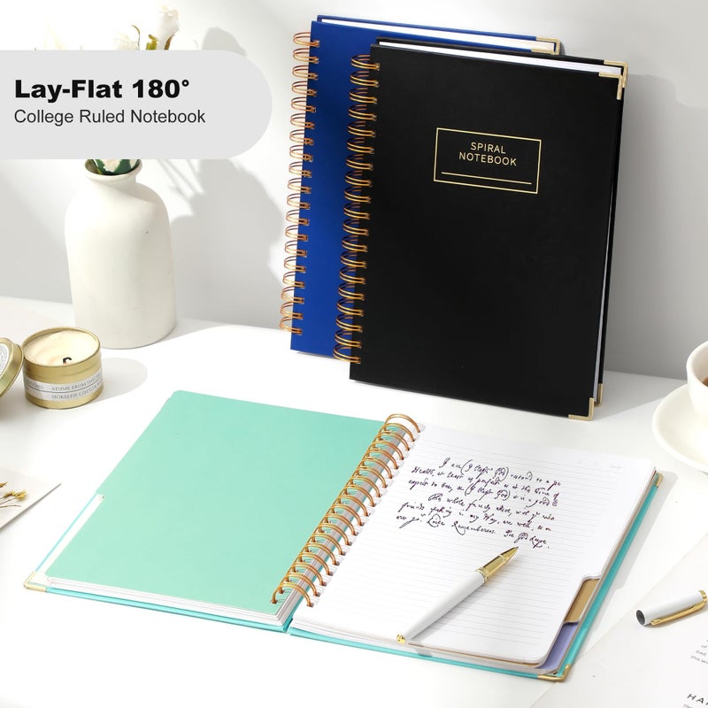 Yoment Hardcover Spiral Notebooks For Work School  B5 Journal Notebook With Tabs Dividers  Multi 5 Subject Notebook College Ruled  240 Pages Lined Journal For Men  Back To School  Gifts  Black - Image 3