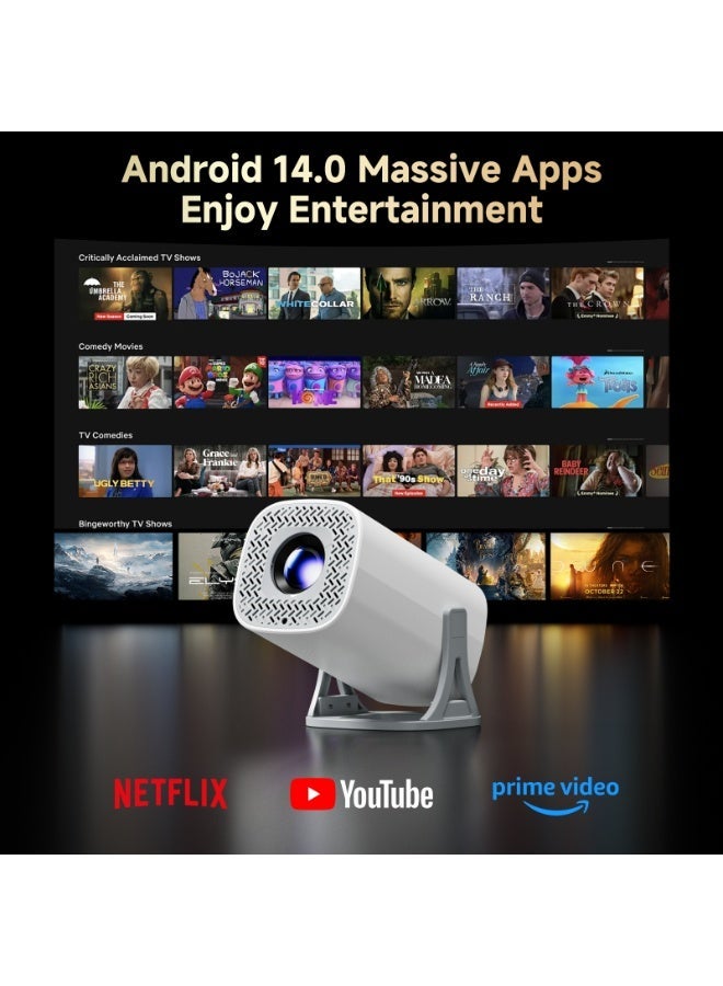 جهاز عرض صغير S40 Pro بدقة 4K، يدعم شبكة واي فاي 5G، يعمل بنظام أندرويد 14، جهاز عرض ذكي محمول، تصحيح أفقي تلقائي، قابل للدوران 180 درجة، مناسب للمسرح المنزلي، دقة Full HD، للاستخدام الداخلي والخارجي. - Image 5
