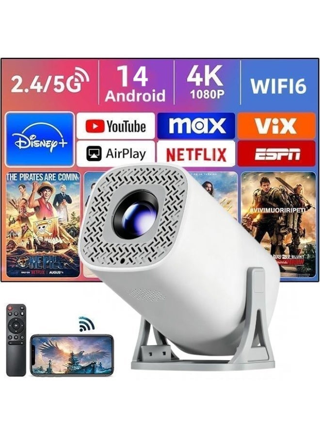 جهاز عرض صغير S40 Pro بدقة 4K، يدعم شبكة واي فاي 5G، يعمل بنظام أندرويد 14، جهاز عرض ذكي محمول، تصحيح أفقي تلقائي، قابل للدوران 180 درجة، مناسب للمسرح المنزلي، دقة Full HD، للاستخدام الداخلي والخارجي. - Image 1