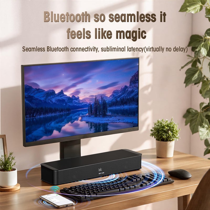 BESTISAN بار الصوت BESTISAN 2.1CH للتلفاز، 16.5 بوصة مدمجة مع مضخم صوت مدمج، مدخلات ARC/Opt/AUX/USB، تعزيز الصوت، بلوتوث 5.3، ذروة 100 واط، 3 أوضاع EQ، بار صوت شامل للكمبيوتر/الألعاب/البروجيكتورات - Image 4