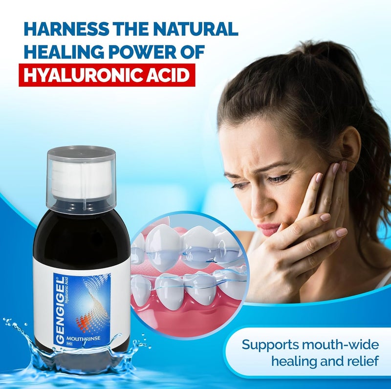 Gengigel Hyaluronic Acid Mouthrinse 300 ml Oral Care Solution for Gum Health Reduces Discomfort Helps Relieve Gum Recession Gingivitis No Alcohol or SLS Vegan Kosher - Image 2