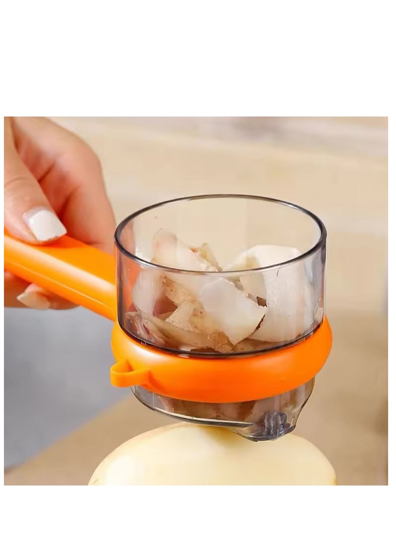 BLUE CORAL Multifunctional Peeling Knife With Storage Box Manual Apple Peeling Cutter Portable Veggie Potatoes Peelers Kitchen Accessories (1-Pack Orange)  - Image 2
