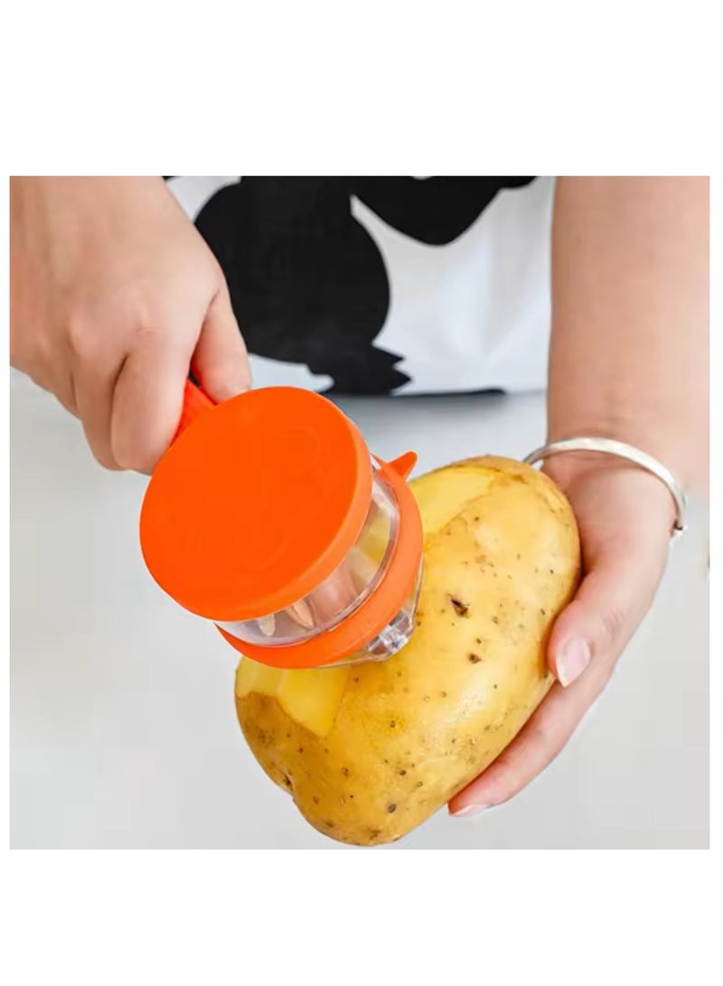 BLUE CORAL Multifunctional Peeling Knife With Storage Box Manual Apple Peeling Cutter Portable Veggie Potatoes Peelers Kitchen Accessories (1-Pack Orange)  - Image 5