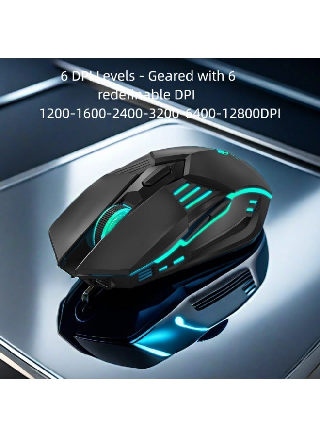 T-WOLF X7 Bluetooth the third mock examination wireless mouse TYPEC charging mute game light RGB mouse 6D game laptop electric sports mouse DIP up to 128000 - Image 4