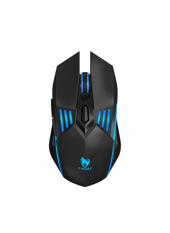 T-WOLF X7 Bluetooth the third mock examination wireless mouse TYPEC charging mute game light RGB mouse 6D game laptop electric sports mouse DIP up to 128000 - Image 1