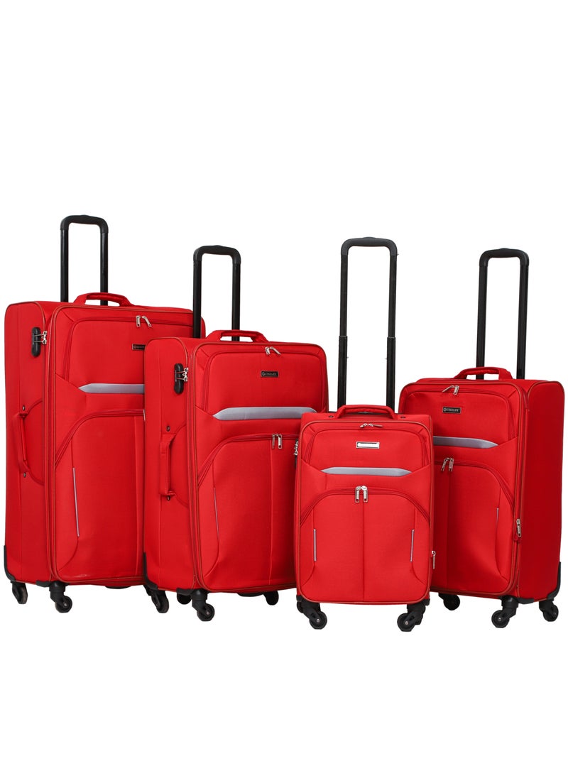 STARLIFE 4 Pcs Fabric Soft Luggage Set Trolley Bag With 4 Spinner Wheels 