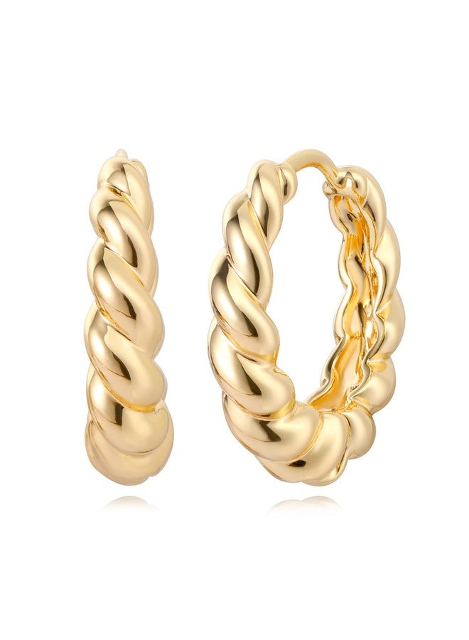 MYEARS Women Earrings Gold Huggie Hoop 14K Small Simple Hypoallergenic Everyday Jewelry, One Size, Brass Metal Yellow Gold, No Gemstone - Image 1