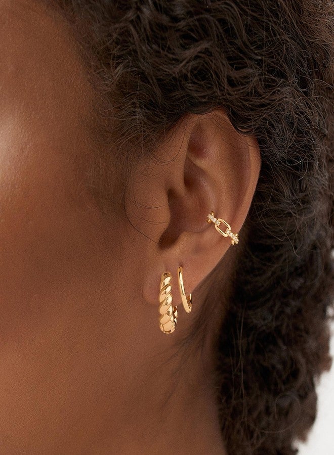 MYEARS Women Earrings Gold Huggie Hoop 14K Small Simple Hypoallergenic Everyday Jewelry, One Size, Brass Metal Yellow Gold, No Gemstone - Image 3