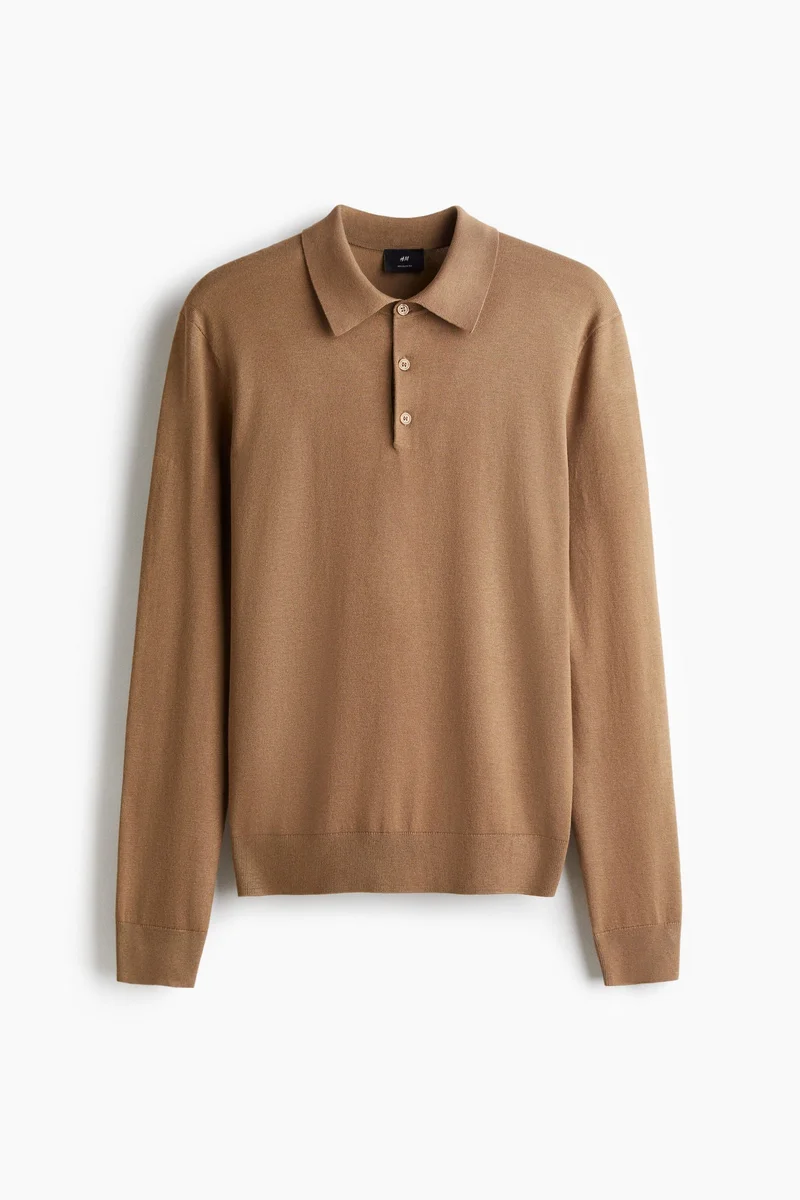 اتش اند ام تي-شيرت بولو محبوك ناعم بقصّة عادية