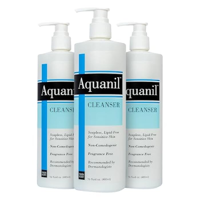 Aquanil Person & Covey Aquanil Cleanser - Lipid-Free Sensitive Skin Cleanser, Non-Comedogenic Gentle Cleanser - Soap Free Cleanser with 7 Ingredients, Fragrance-Free Skin Care Cleanser - 3 Pack, 16 Fl. Oz. - Image 1