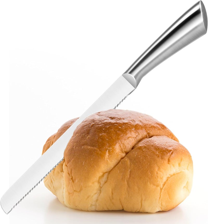 LifHap Serrated Bread Knife PastrySlicer  10 Inch24CM BladeOnePiece Stainless Steel DesignBest Knives for Slicing Bread Bagels Cake