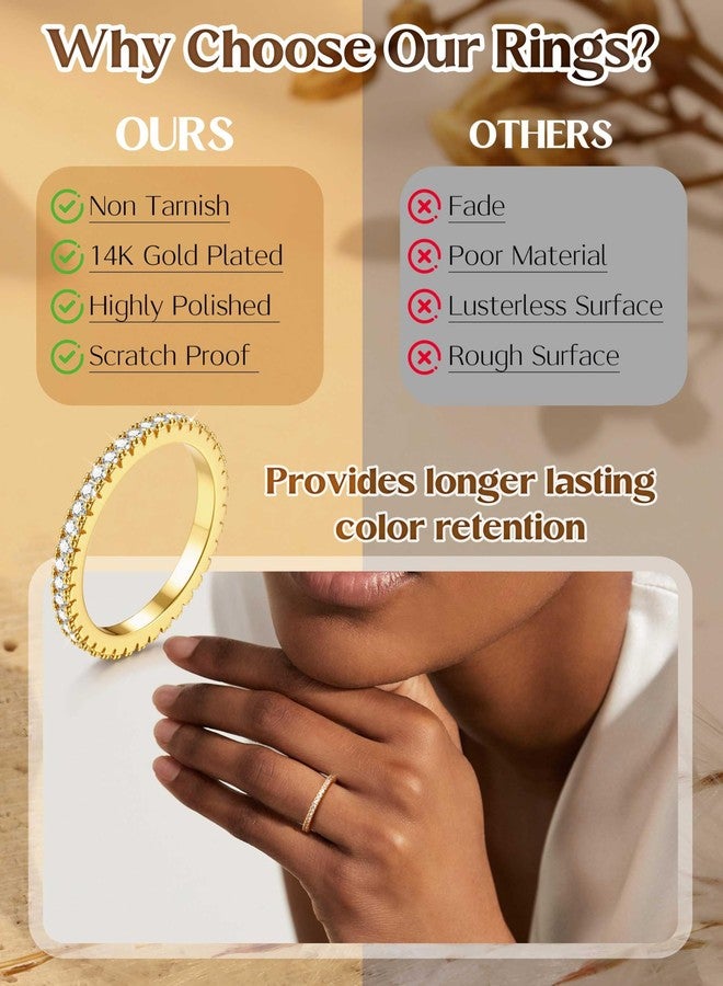 Jstyle Wedding Bands for Women Eternity Band Rings Stackable Cubic Zirconia Ring 2-2.5MM Engagement Band Ring for Women Dainty Simulated Diamond Rings No Tarnish Size 5-9, 6, Metal, Cubic Zirconia - Image 4