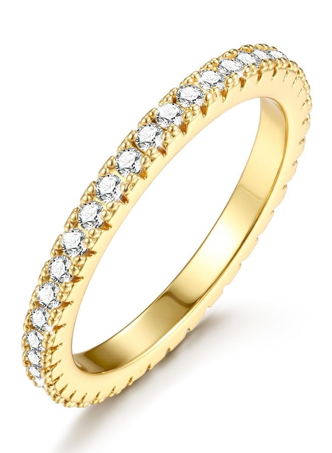 Jstyle Wedding Bands for Women Eternity Band Rings Stackable Cubic Zirconia Ring 2-2.5MM Engagement Band Ring for Women Dainty Simulated Diamond Rings No Tarnish Size 5-9, 6, Metal, Cubic Zirconia - Image 1