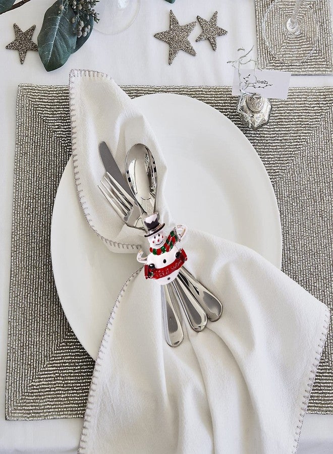 LogHog Snowman Christmas Napkin Rings Set of 6,Delicate Cute Napkin Holder Rings Table Decorations for Christmas Winter Holiday Daily Dinner Party Decor Favor (Snowman) - Image 3