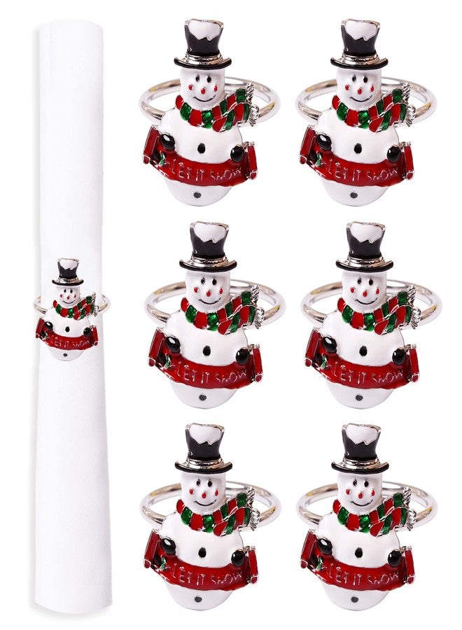 LogHog Snowman Christmas Napkin Rings Set of 6,Delicate Cute Napkin Holder Rings Table Decorations for Christmas Winter Holiday Daily Dinner Party Decor Favor (Snowman) - Image 1