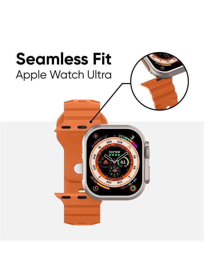 Suitisbest Sport Bands Compatible with Apple Watch Ultra Band 49mm 45mm 44mm 42mm for Men Women, Waterproof Silicone Wristbands Replacement Strap for iWatch Series 8 7 6 5 SE Ultra, Black/Orange - Image 3