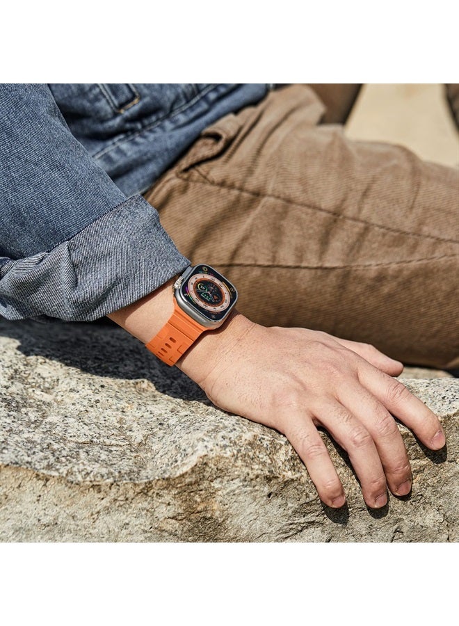 Suitisbest Sport Bands Compatible with Apple Watch Ultra Band 49mm 45mm 44mm 42mm for Men Women, Waterproof Silicone Wristbands Replacement Strap for iWatch Series 8 7 6 5 SE Ultra, Black/Orange - Image 4