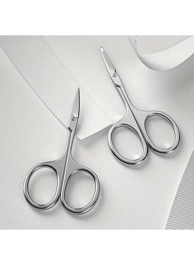 Two Piece Set Small Pointed And Round Head Stainless Steel Eyebrow Eyelash Nose Hair Scissors - Image 5