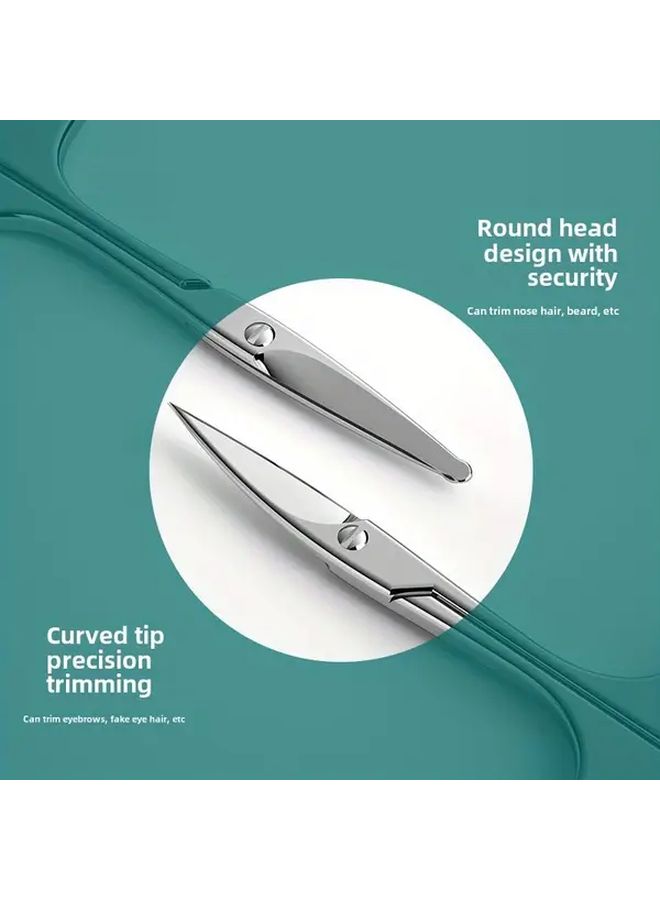 Two Piece Set Small Pointed And Round Head Stainless Steel Eyebrow Eyelash Nose Hair Scissors - Image 3