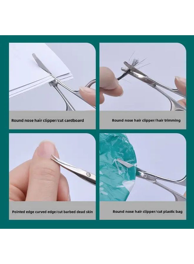 Two Piece Set Small Pointed And Round Head Stainless Steel Eyebrow Eyelash Nose Hair Scissors - Image 2